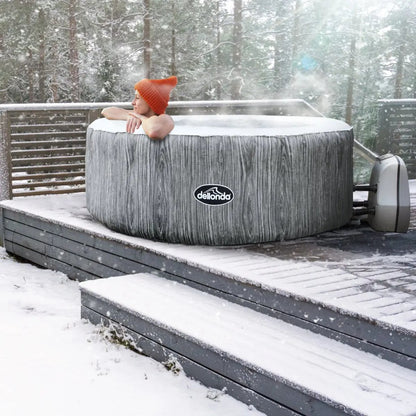 Dellonda DL88 2-4 Person Inflatable Hot Tub Spa with Smart Pump - Wood Effect Dellonda