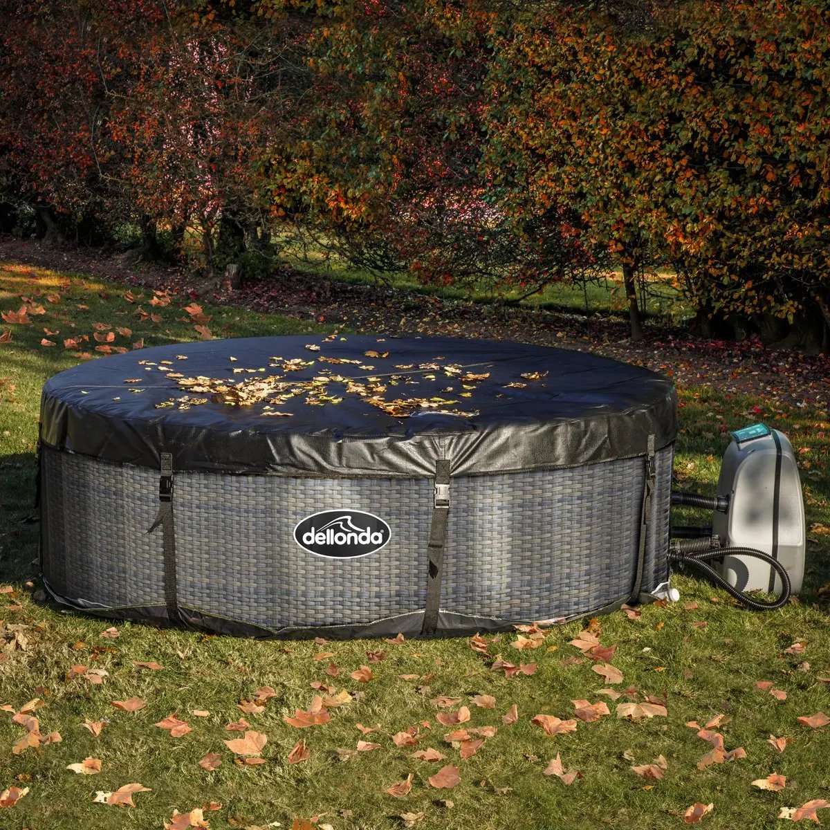 Dellonda DL91 4-6 Person Inflatable Hot Tub Spa with Smart Pump - Rattan Effect Dellonda