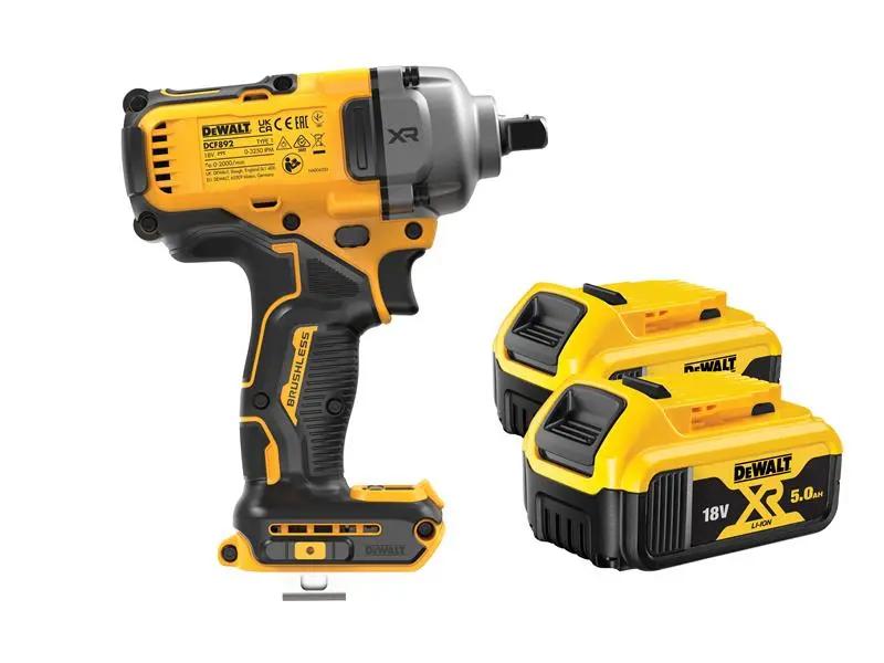Dewalt DCF892P2T XR BL High Torque 1/2in Impact Wrench 18V 2 x 5.0Ah Li-ion Dewalt