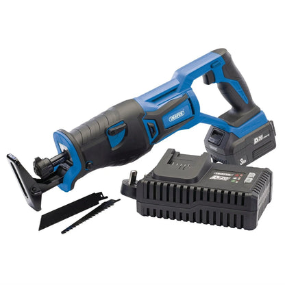 Draper 00593 D20 20V Brushless Reciprocating Saw 1 x 3.0Ah Battery 1 x Fast Charger Draper