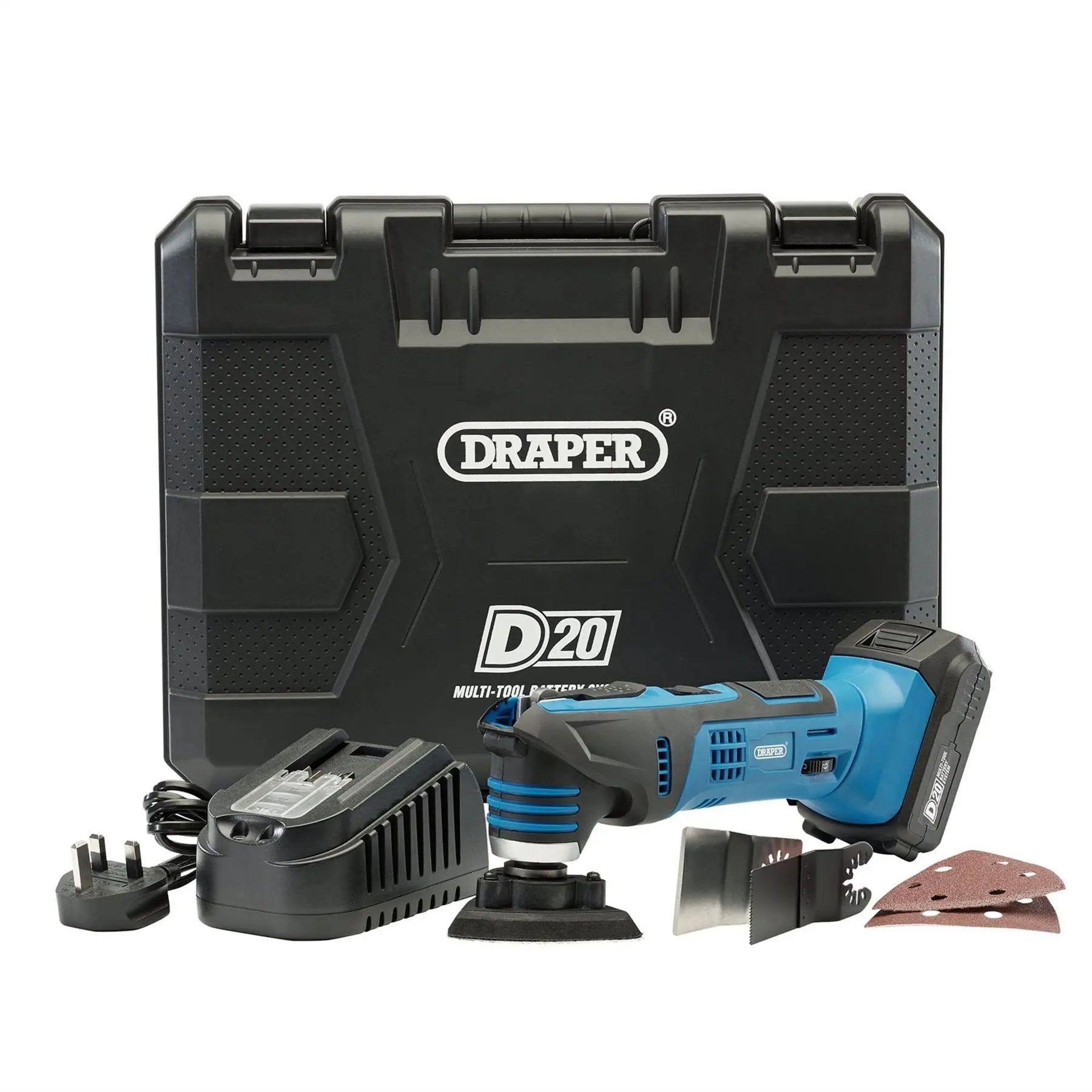 Draper 00595 D20 20V Oscillating Multi-Tool 1 x 2.0Ah Battery 1 x Charger Draper