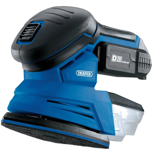 Draper 00608 D20 20V Tri-Base Detail Sander 1 x 2.0Ah Battery 1 x Charger Draper
