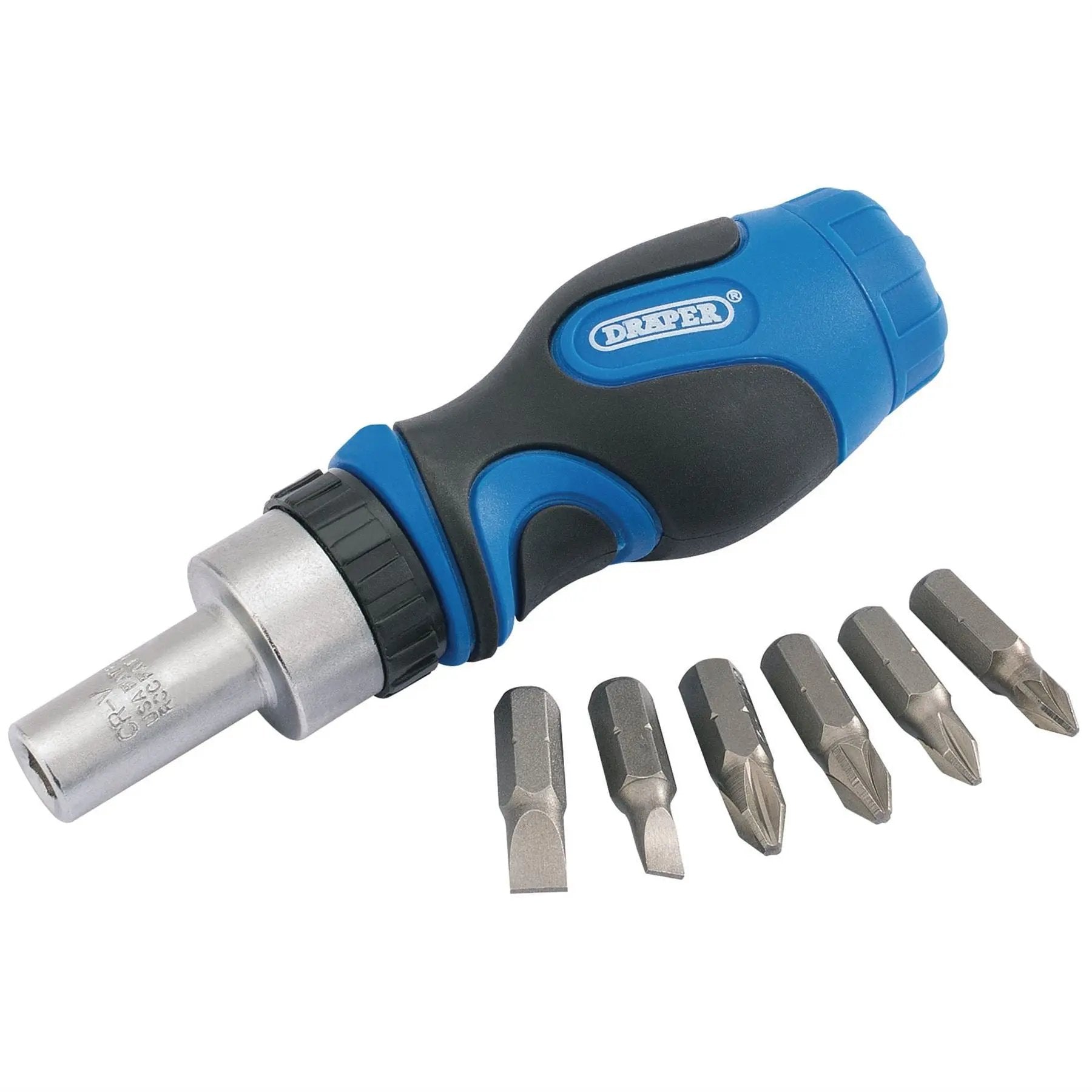 Draper 01050 Stubby Ratchet Screwdriver and Bit Set 7 Piece Draper