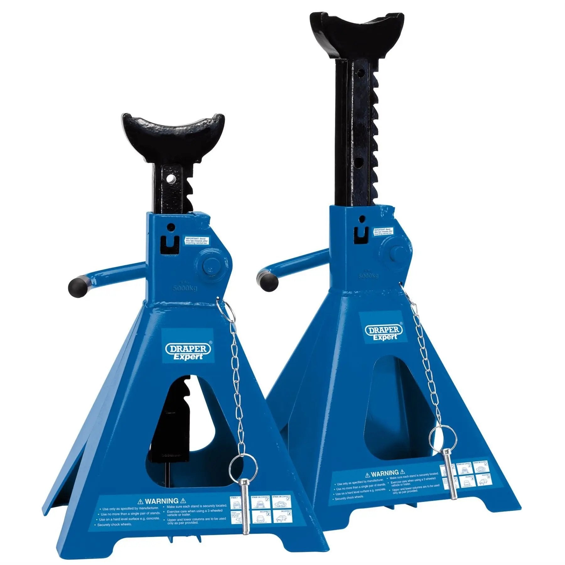 Draper 01814 Pair of Pneumatic Rise Ratcheting Axle Stands 5 Tonne Draper