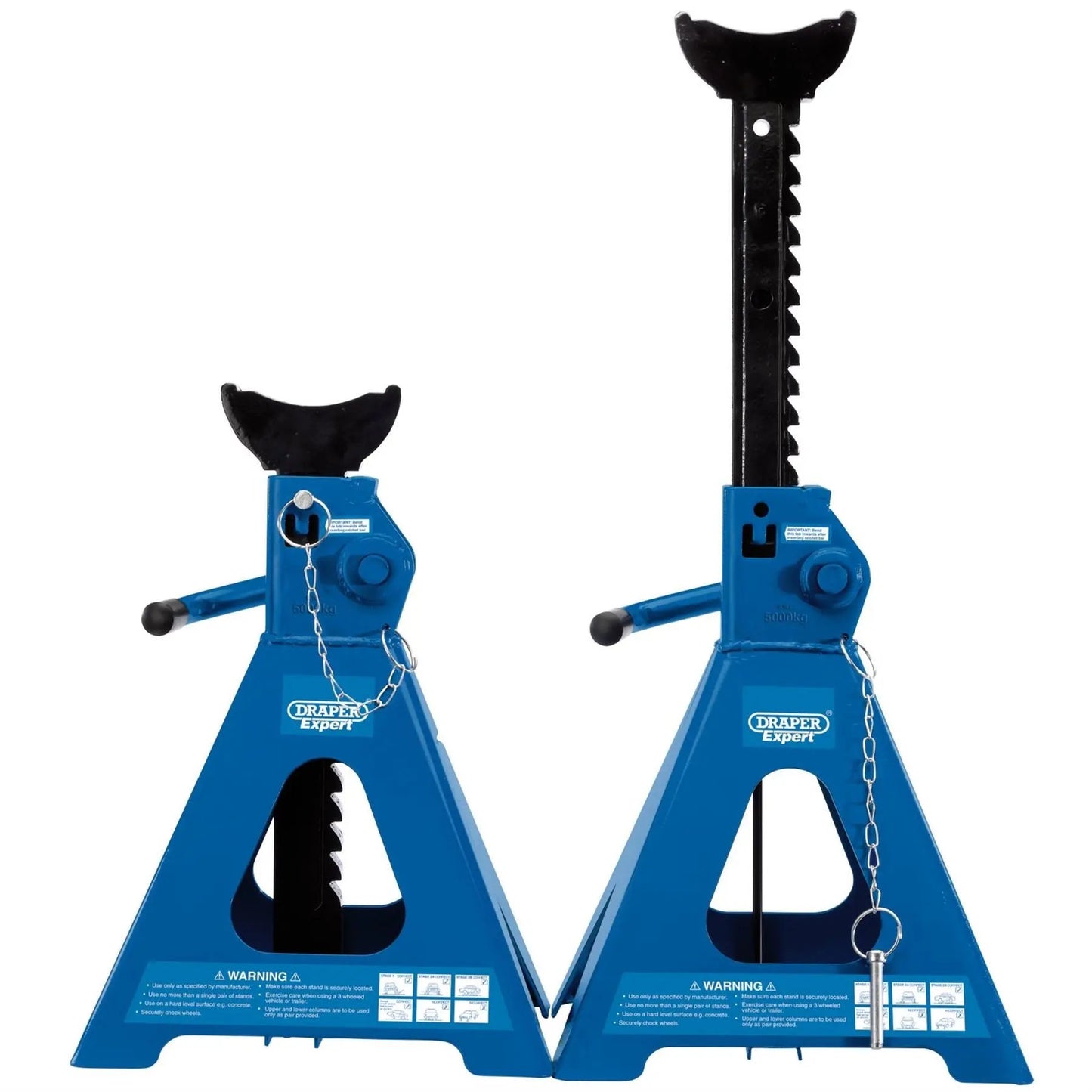 Draper 01814 Pair of Pneumatic Rise Ratcheting Axle Stands 5 Tonne Draper