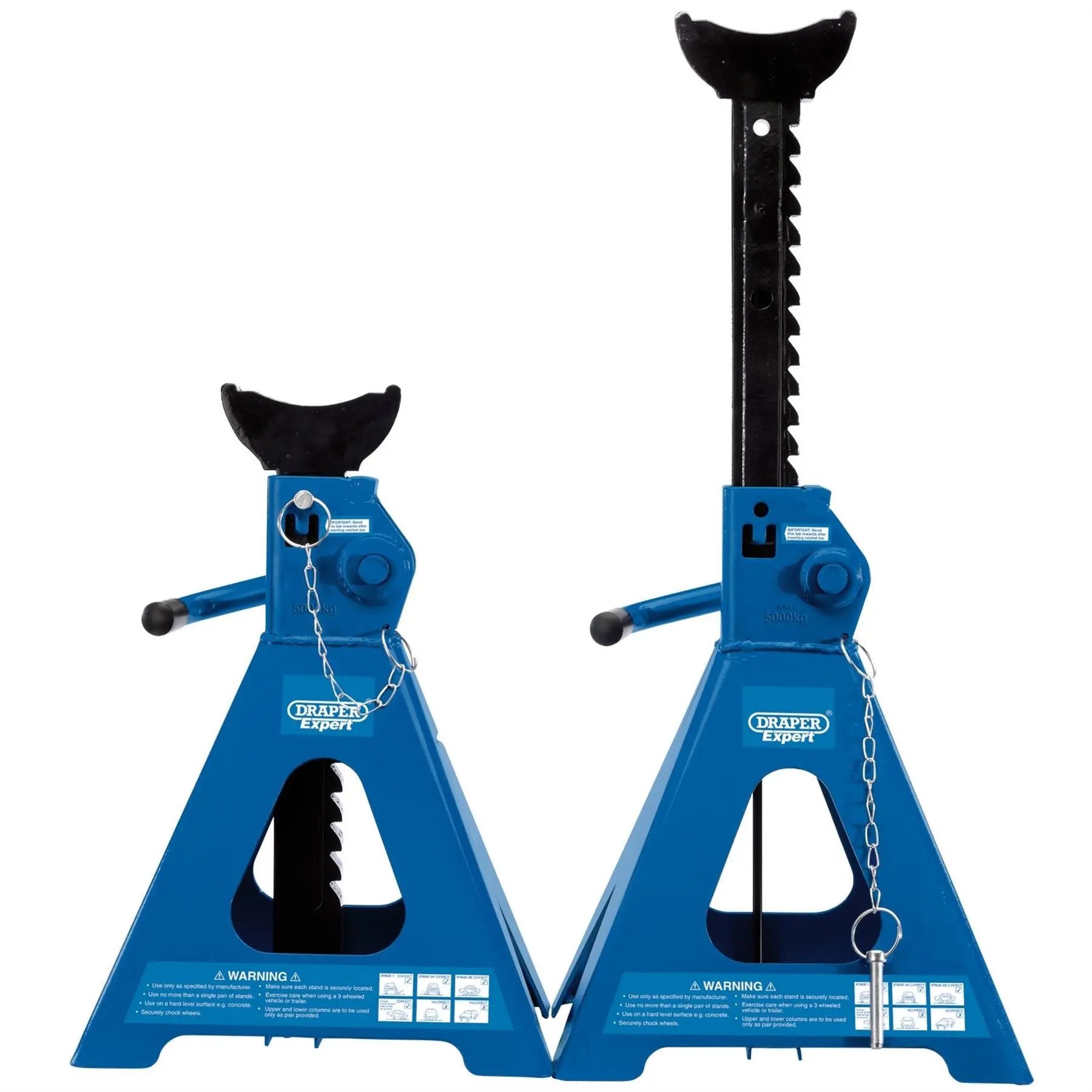 Draper 01814 Pair of Pneumatic Rise Ratcheting Axle Stands 5 Tonne Draper