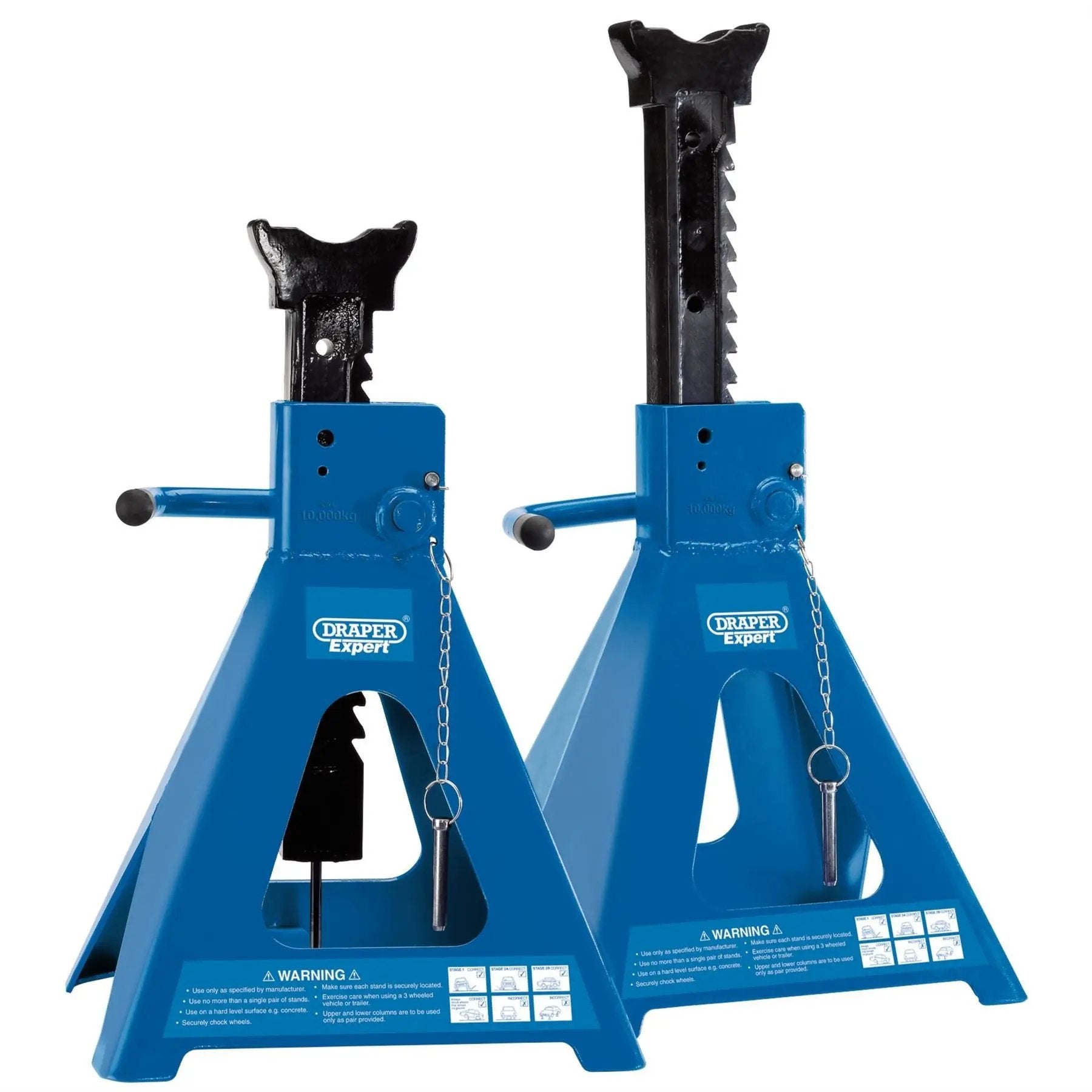 Draper 01815 Pneumatic Rise Ratcheting Axle Stands 10 Tonne Pair Draper