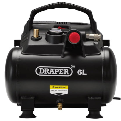 Draper 02115 6L Oil-Free Air Compressor 1.2kW/1.5hp Draper