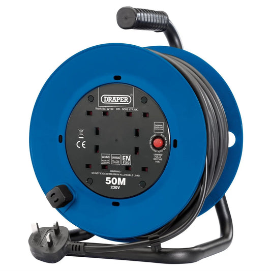 Draper 02120 230V Four Socket Industrial Cable Reel 50m Draper
