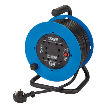 Draper 02122 230V Heavy Duty Industrial Four Socket Cable Reel 25m Draper