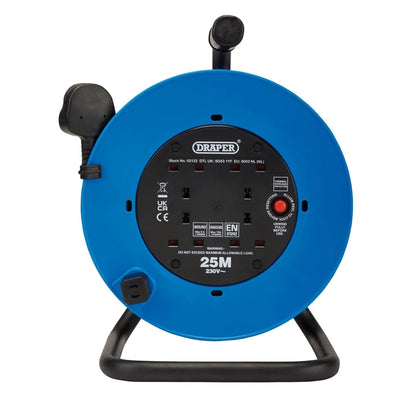 Draper 02122 230V Heavy Duty Industrial Four Socket Cable Reel 25m Draper