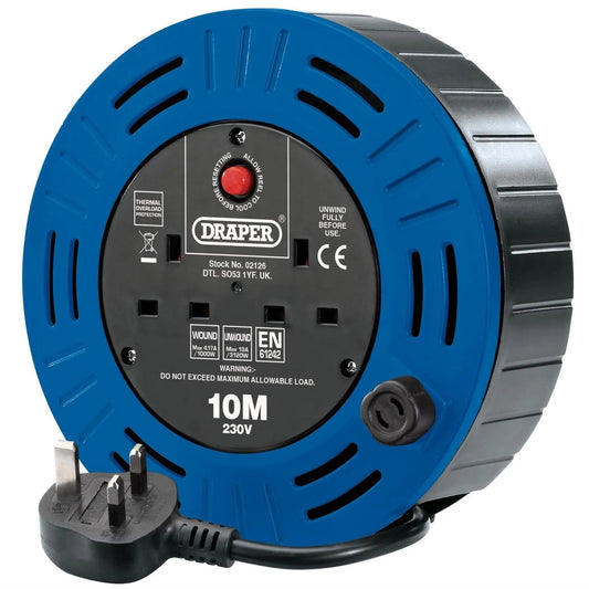 Draper 02126 230V Twin Socket Cable Reel 10m Draper