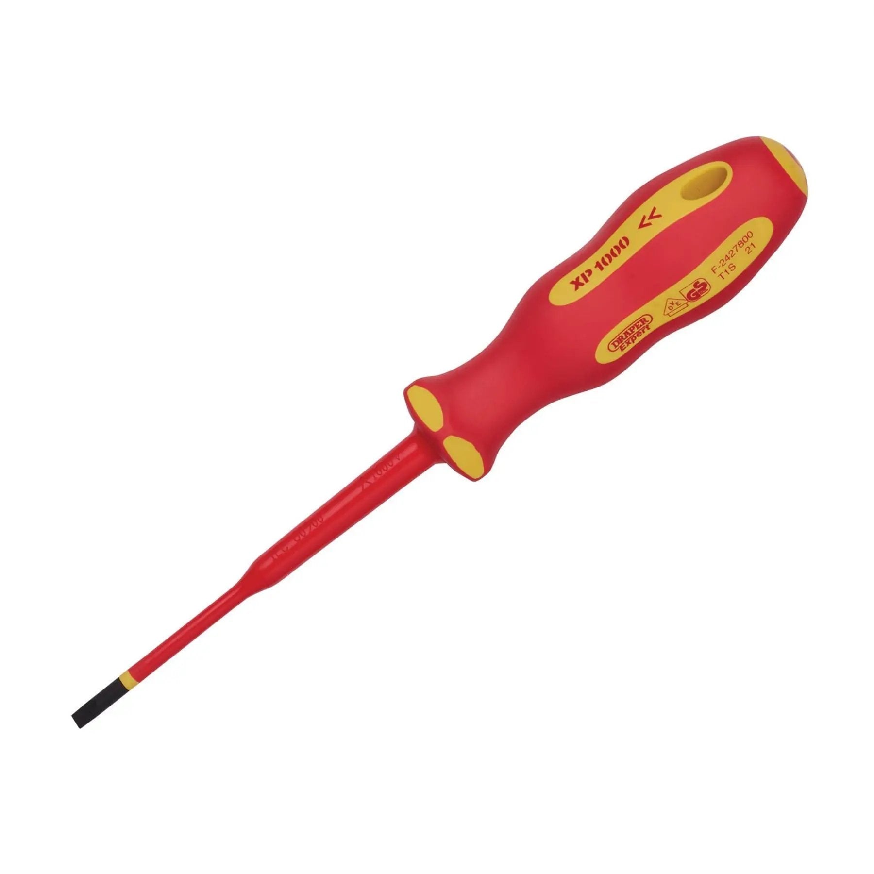 Draper 02160 XP1000® VDE Slimline Plain Slot Screwdriver 4.0 x 100mm Draper