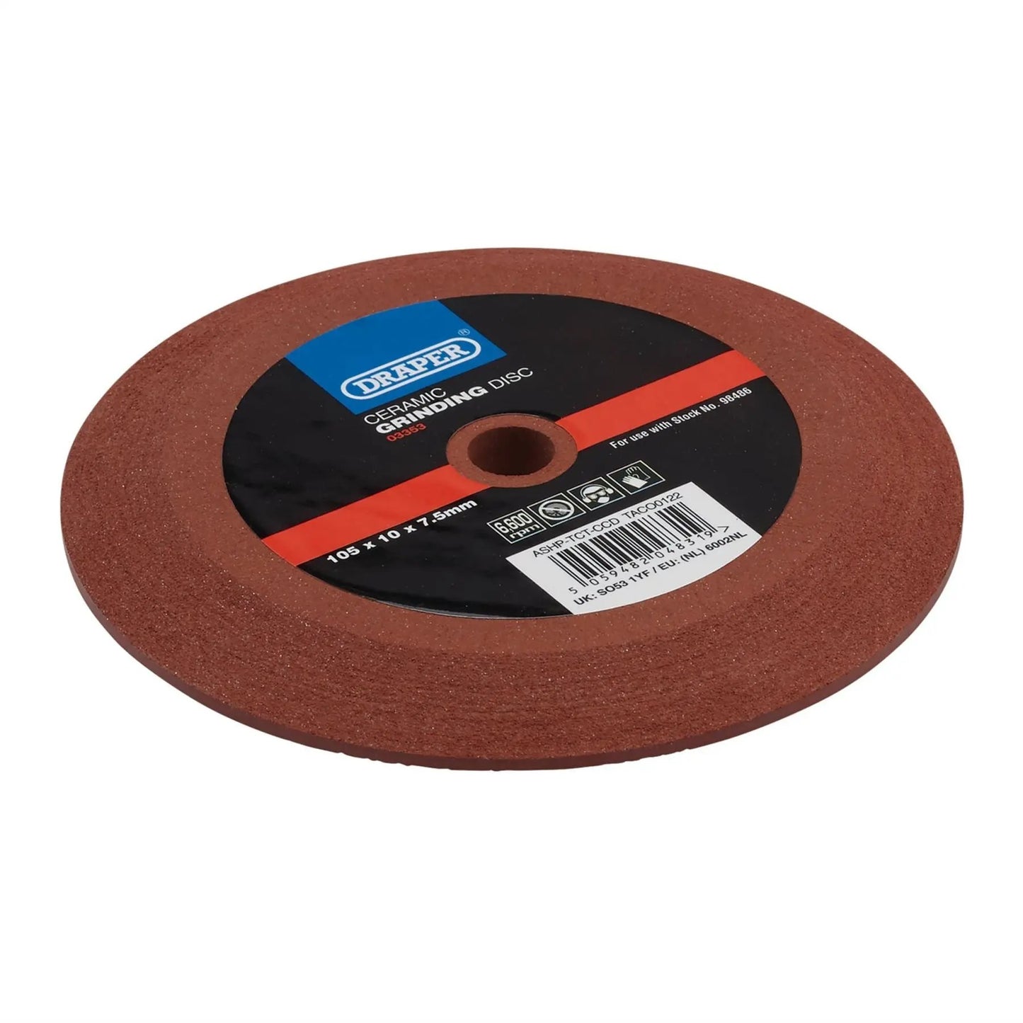 Draper 03353 Ceramic Grinding Disc 105 x 10 x 7.5mm Draper