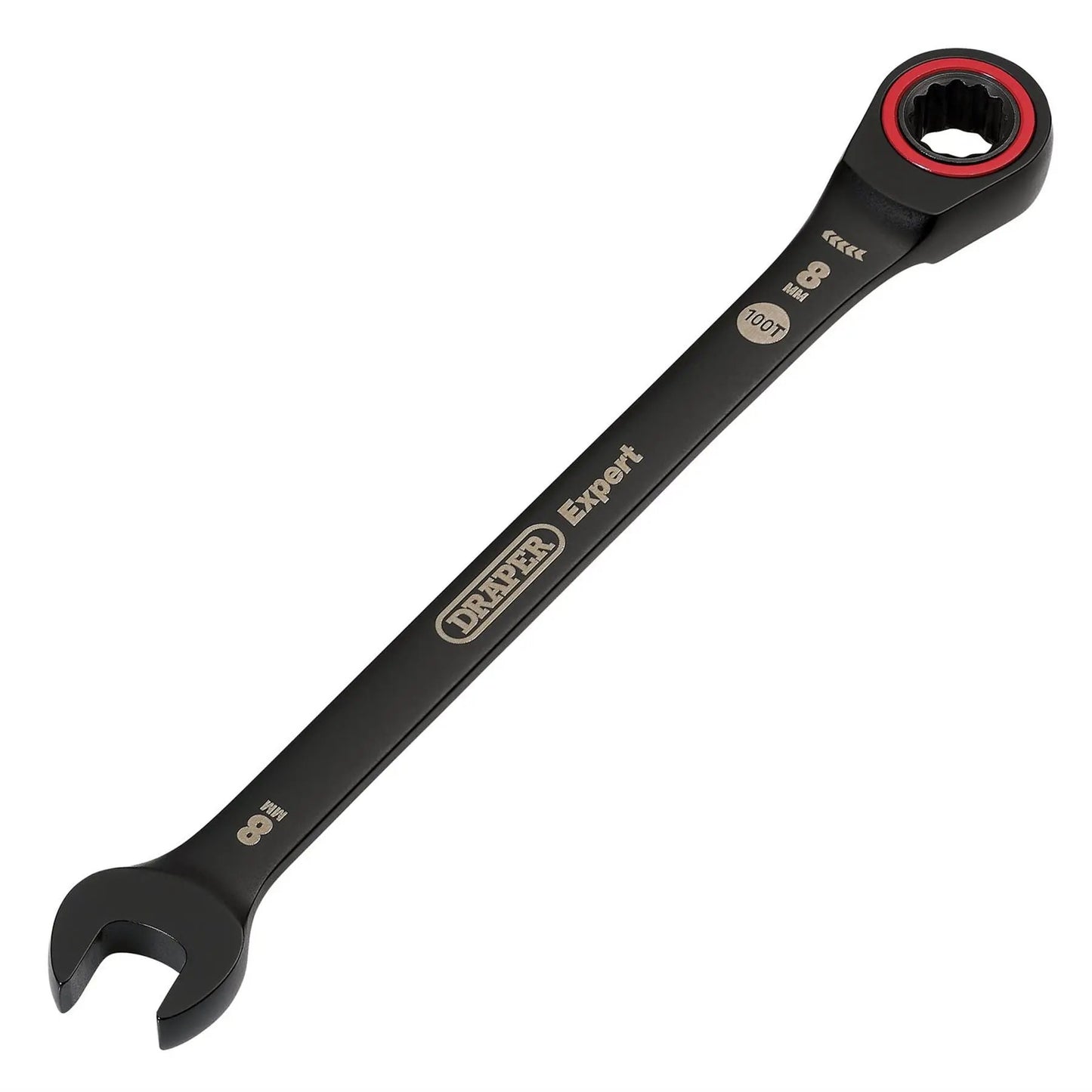 Draper 03879 Expert HI-TORQ® Metric Ratchet Combination Spanner 8mm Black Draper