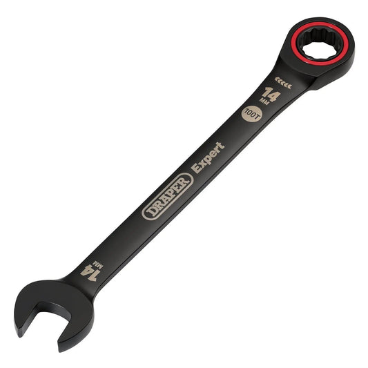 Draper 03887 Expert HI-TORQ® Metric Ratchet Combination Spanner 14mm Black Draper