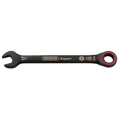 Draper 03890 Expert HI-TORQ® Metric Ratchet Combination Spanner 17mm Black Draper