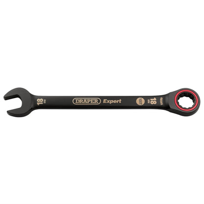 Draper 03891 Expert HI-TORQ® Metric Ratchet Combination Spanner 18mm Black Draper