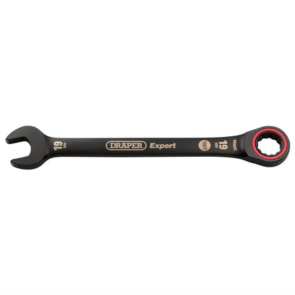 Draper 03892 Expert HI-TORQ® Metric Ratchet Combination Spanner 19mm Black Draper