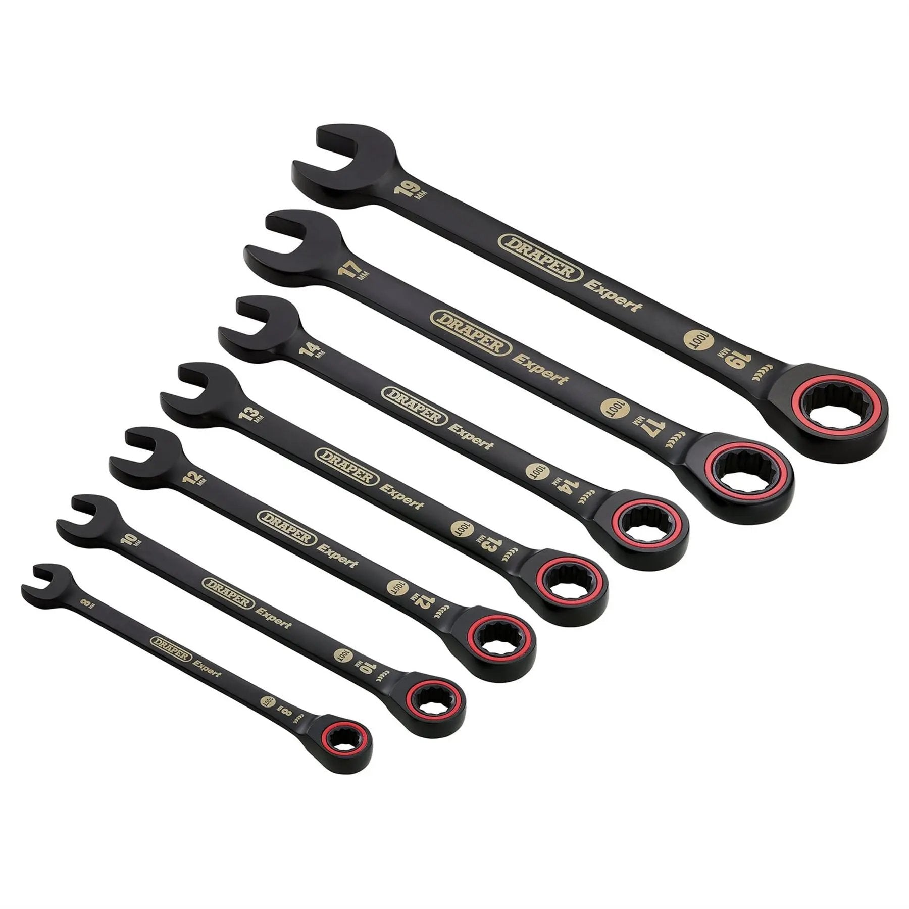 Draper 03895 Expert HI-TORQ® Metric Ratchet Combination Spanner Set Black 7 Piece Draper