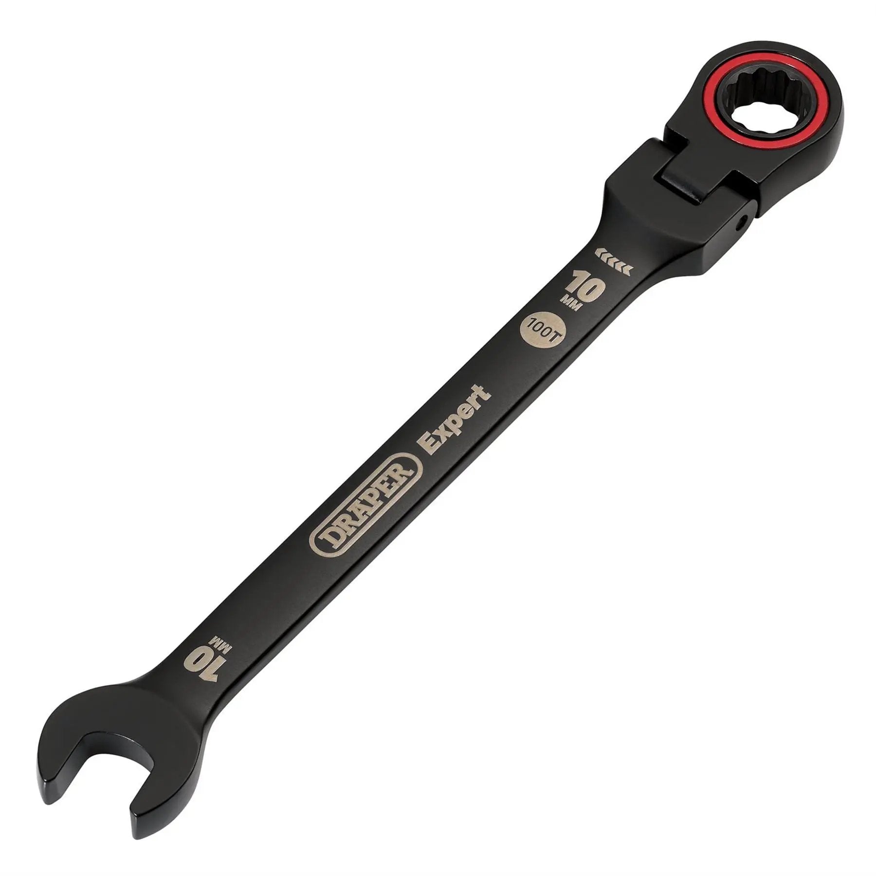 Draper 03916 Expert HI-TORQ® Metric Flexible Head Ratchet Combination Spanner 10mm Black Draper