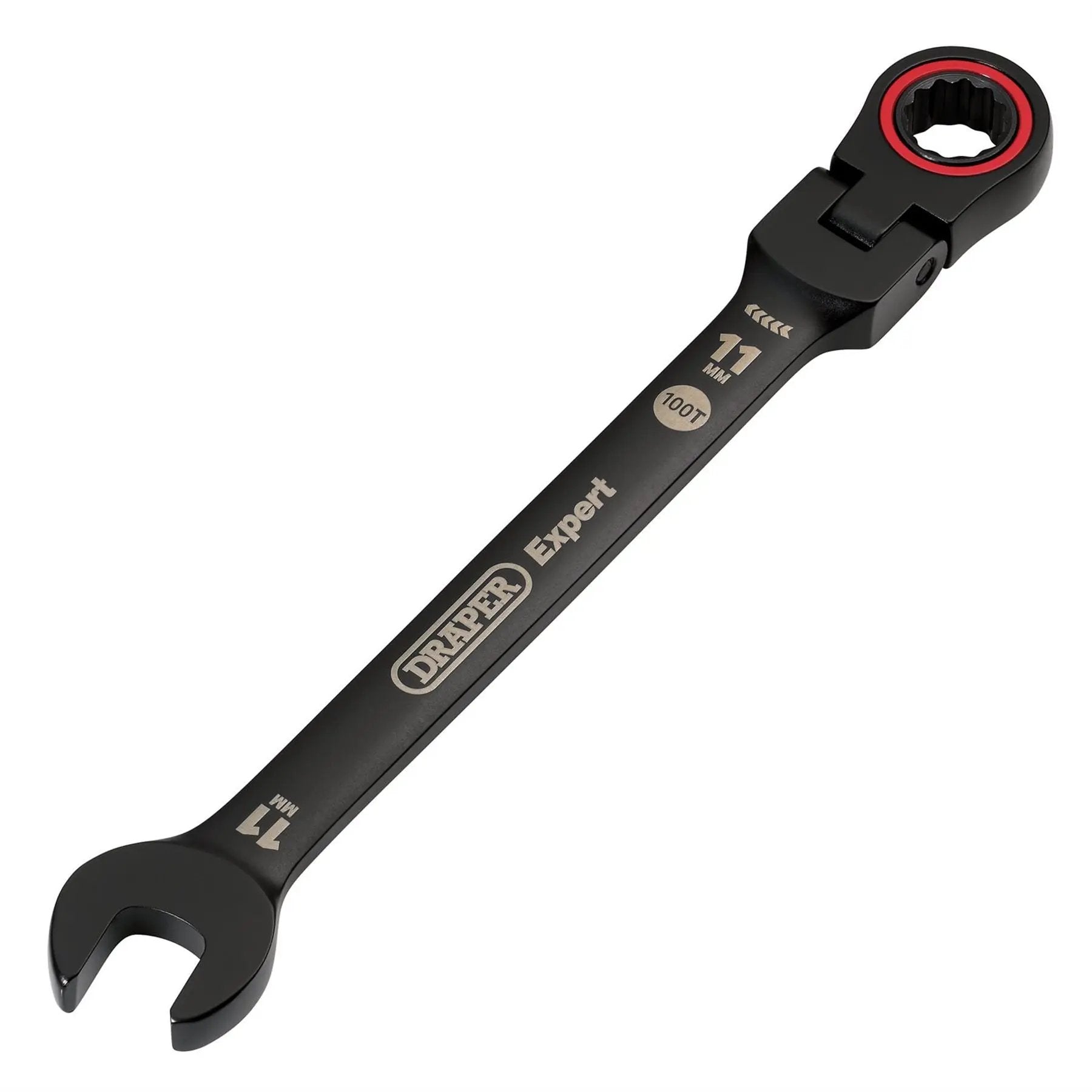 Draper 03917 Expert HI-TORQ® Metric Flexible Head Ratchet Combination Spanner 11mm Black Draper
