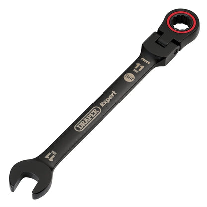 Draper 03917 Expert HI-TORQ® Metric Flexible Head Ratchet Combination Spanner 11mm Black Draper