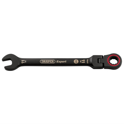 Draper 03917 Expert HI-TORQ® Metric Flexible Head Ratchet Combination Spanner 11mm Black Draper