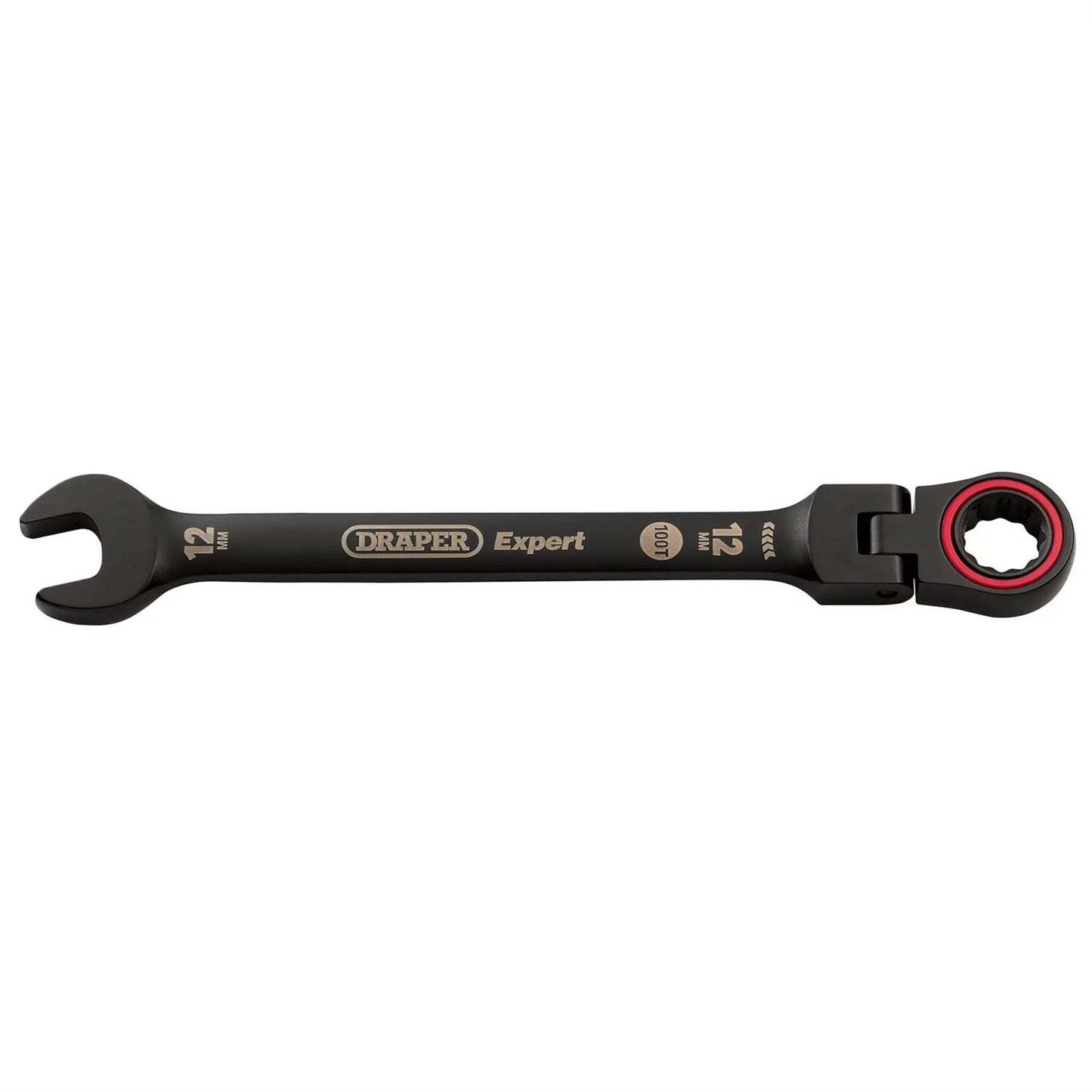Draper 03918 Expert HI-TORQ® Metric Flexible Head Ratchet Combination Spanner 12mm Black Draper