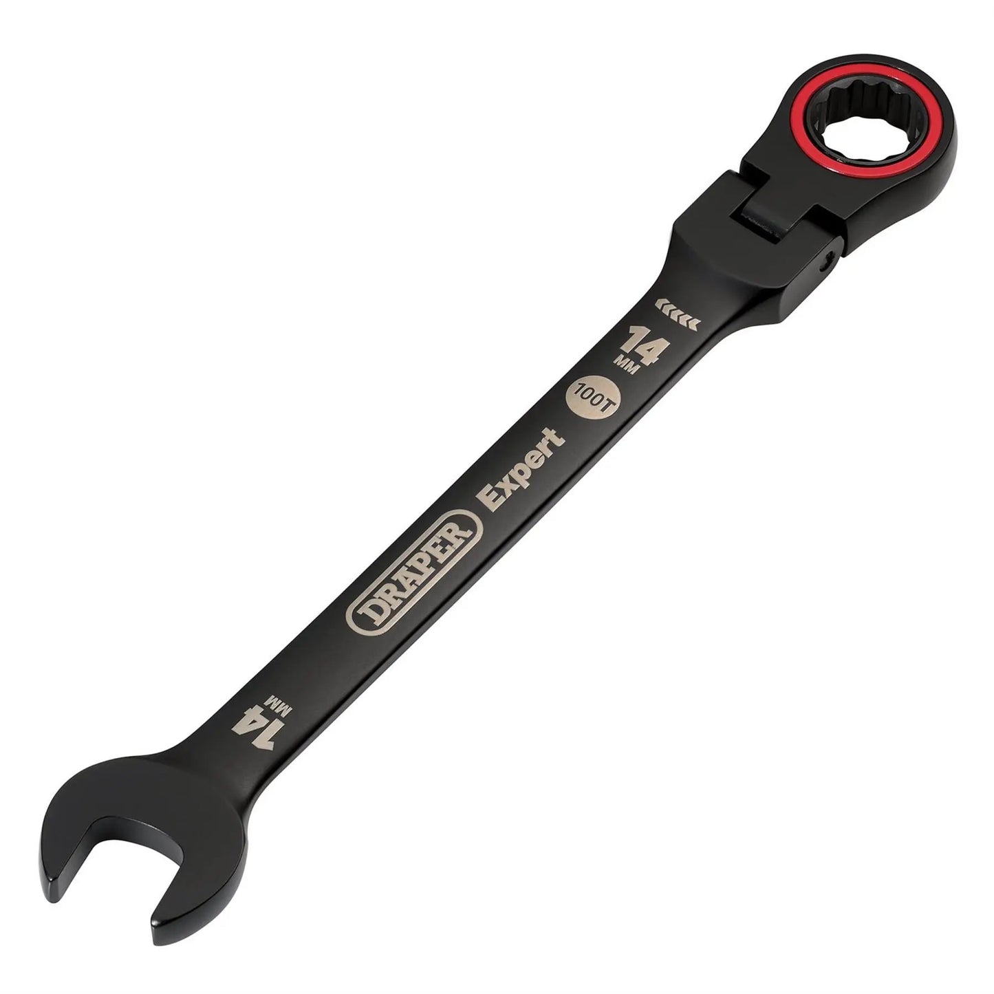 Draper 03920 Expert HI-TORQ® Metric Flexible Head Ratchet Combination Spanner 14mm Black Draper