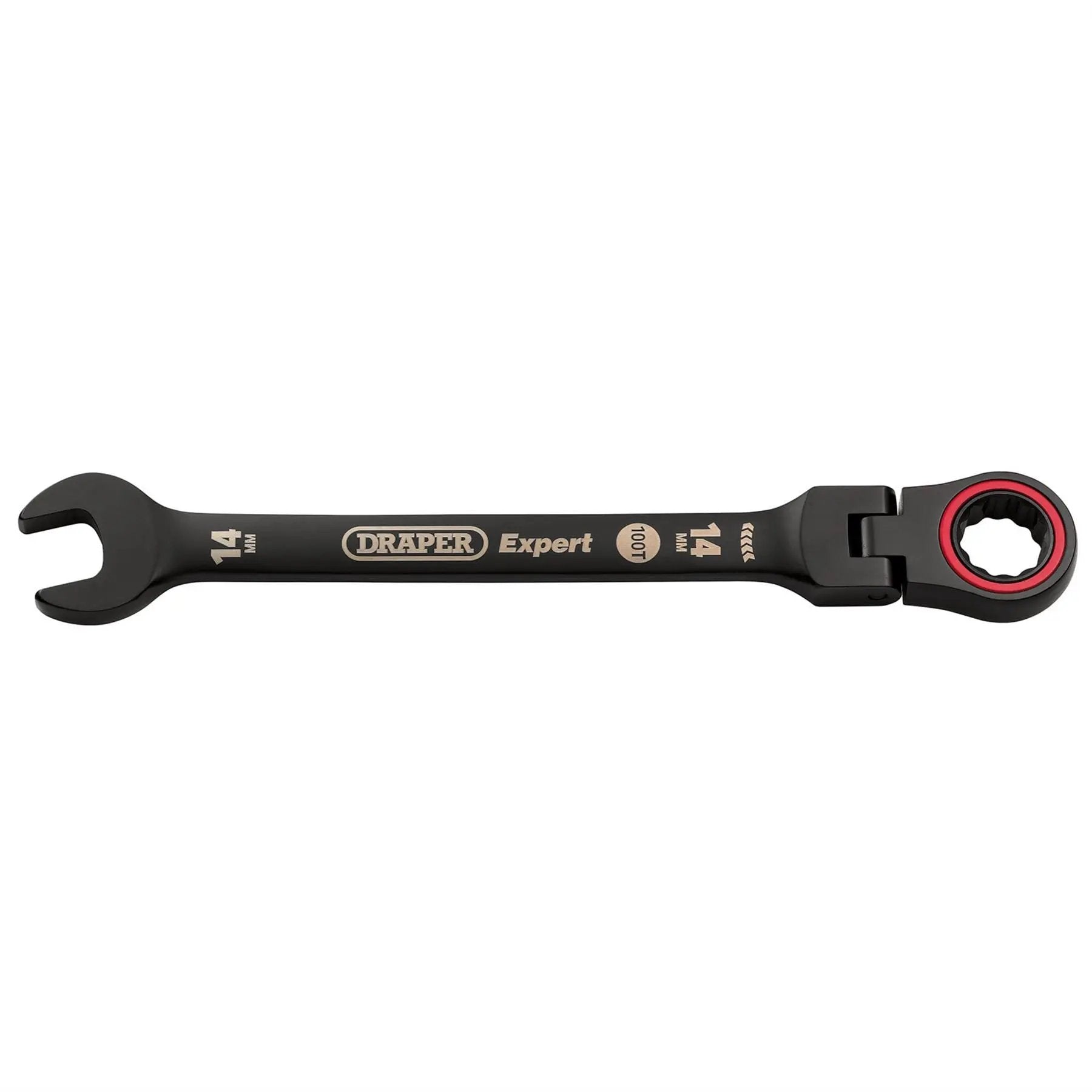 Draper 03920 Expert HI-TORQ® Metric Flexible Head Ratchet Combination Spanner 14mm Black Draper