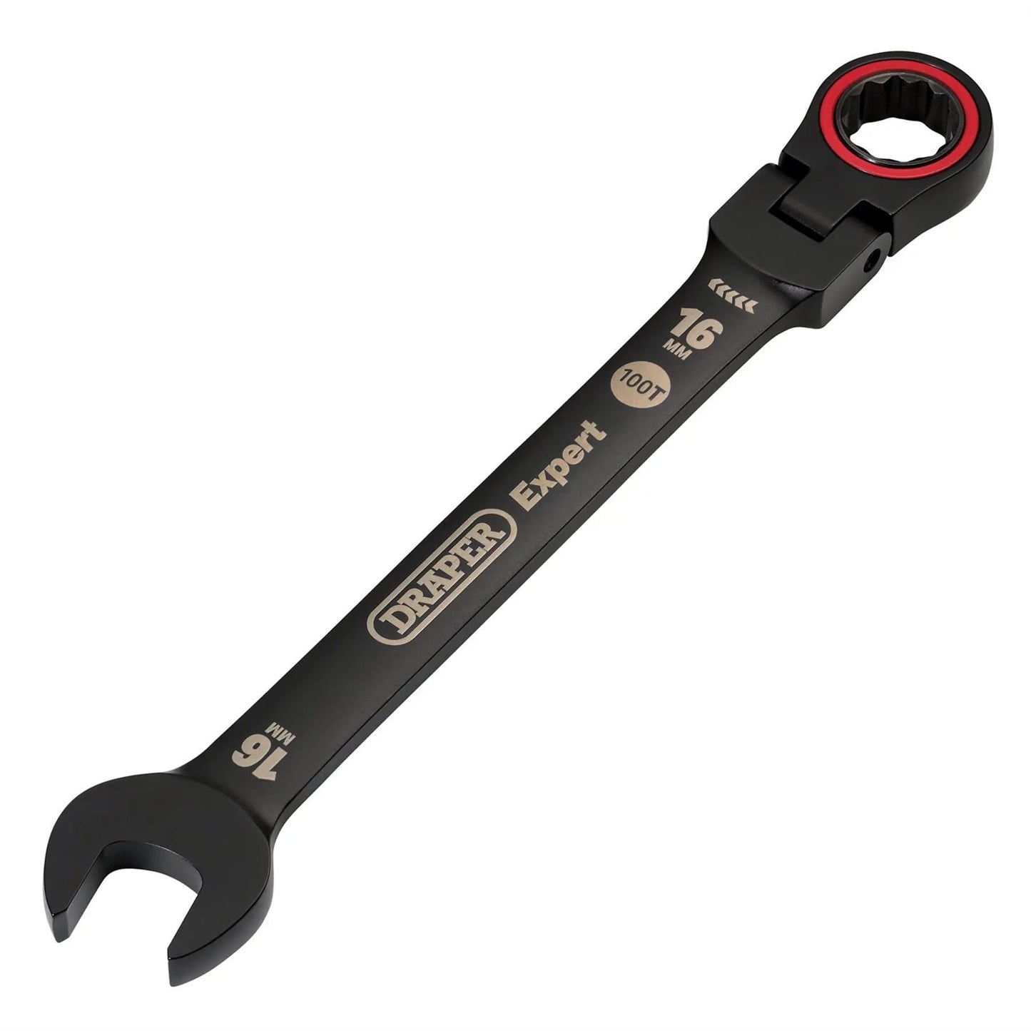 Draper 03923 Expert HI-TORQ® Metric Flexible Head Ratchet Combination Spanner 16mm Black Draper