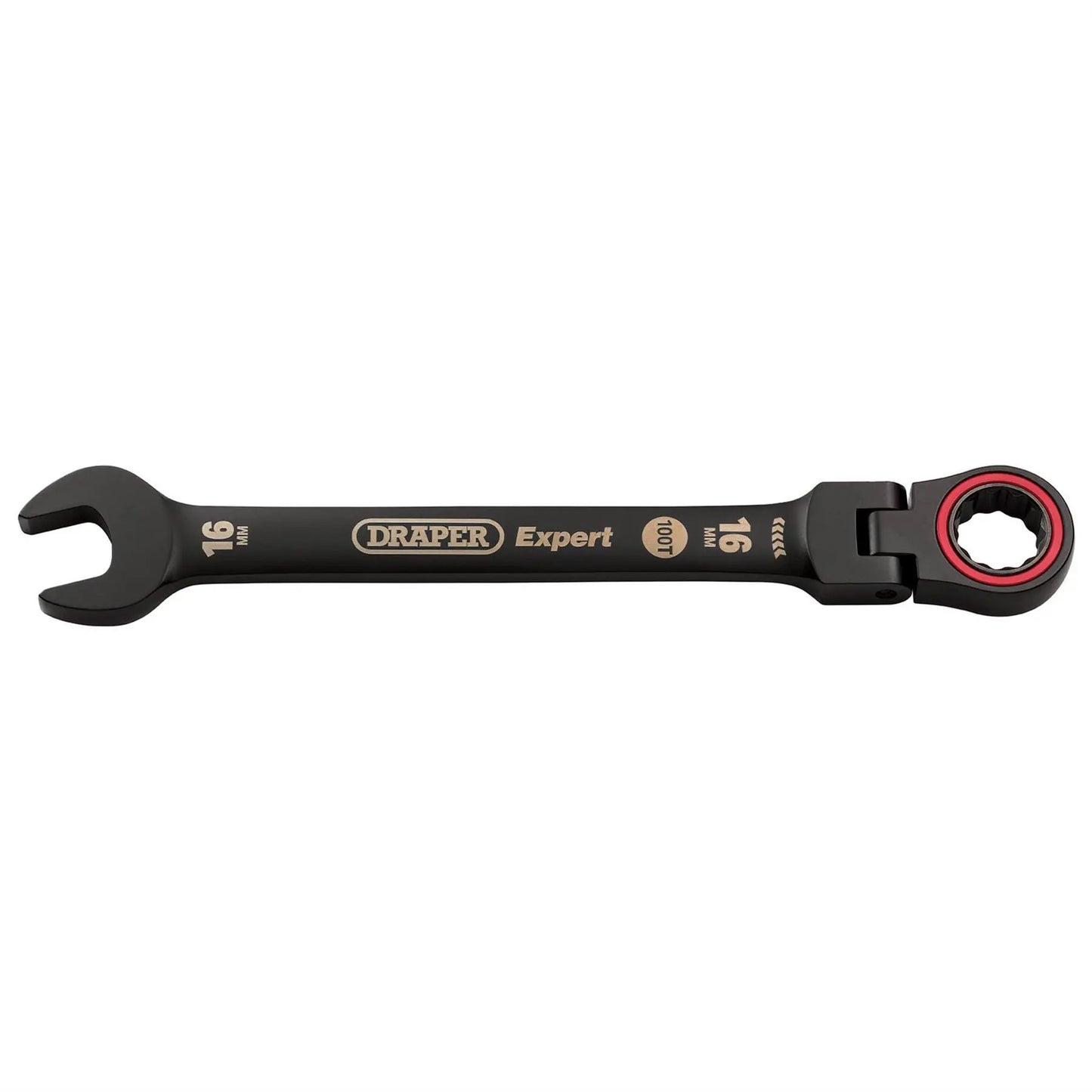 Draper 03923 Expert HI-TORQ® Metric Flexible Head Ratchet Combination Spanner 16mm Black Draper