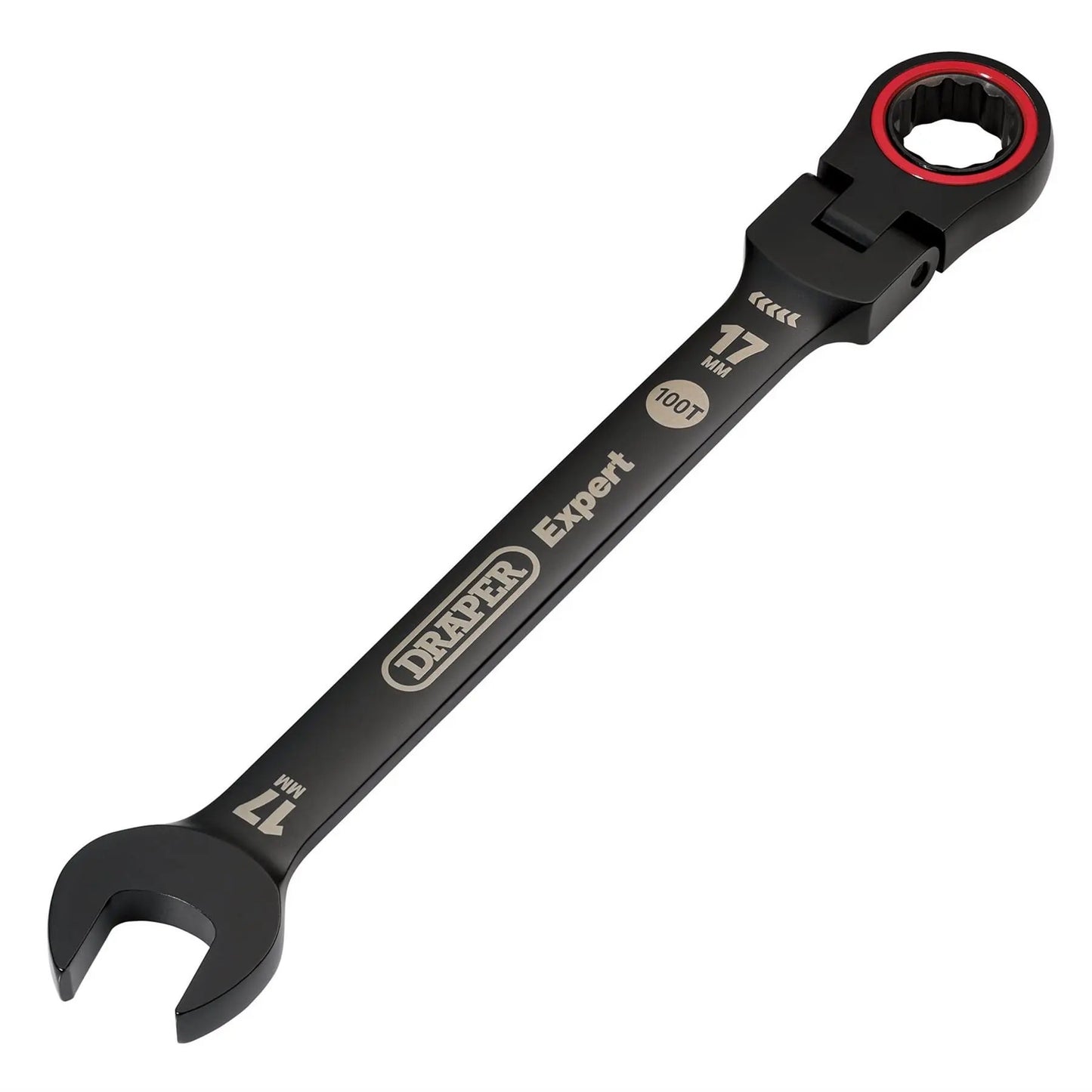 Draper 03924 Expert HI-TORQ® Metric Flexible Head Ratchet Combination Spanner 17mm Black Draper
