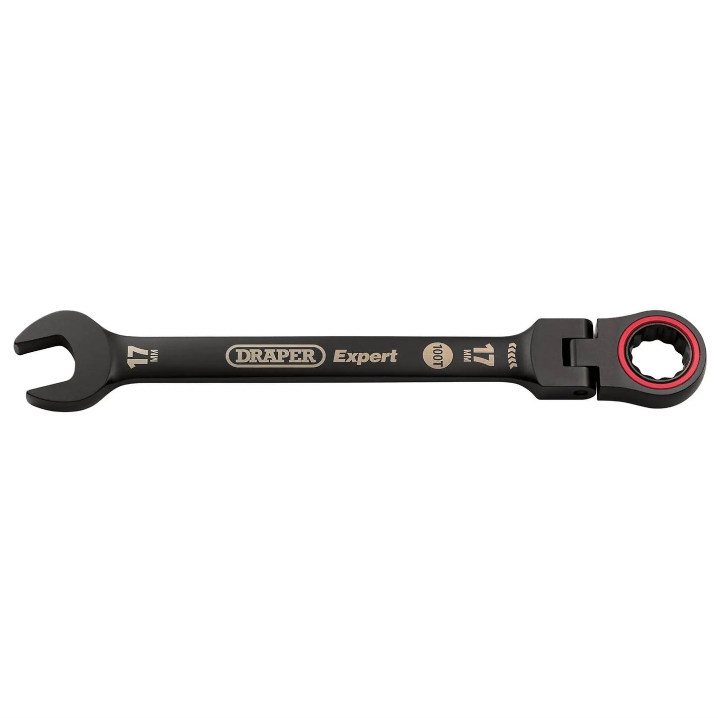 Draper 03924 Expert HI-TORQ® Metric Flexible Head Ratchet Combination Spanner 17mm Black Draper