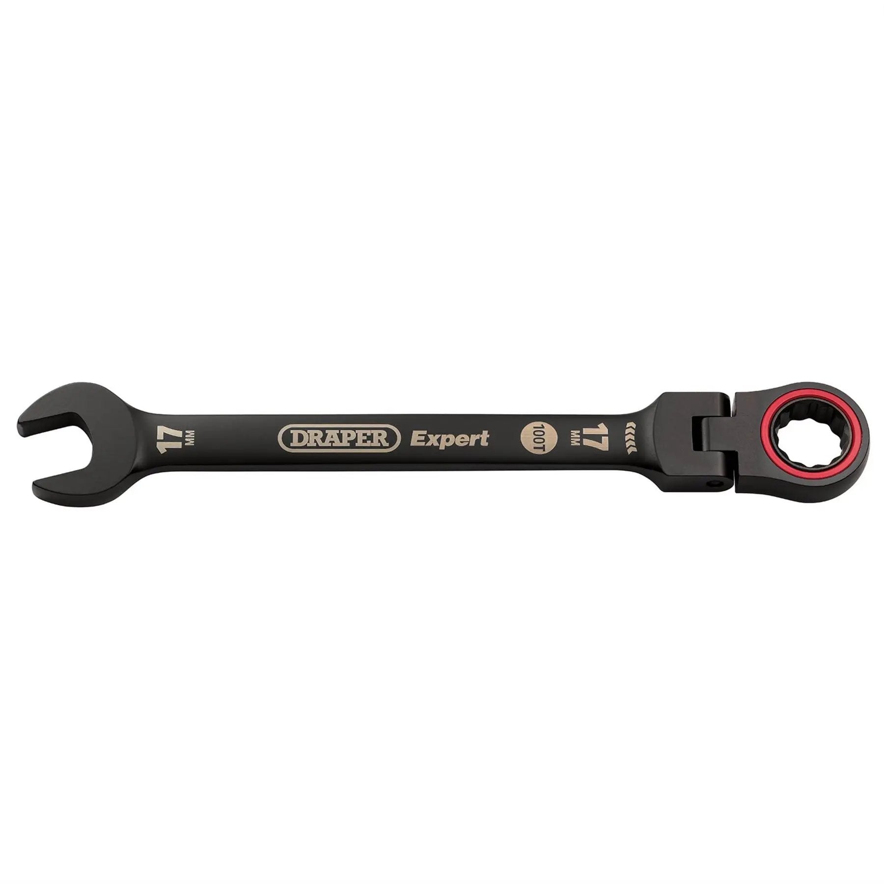 Draper 03924 Expert HI-TORQ® Metric Flexible Head Ratchet Combination Spanner 17mm Black Draper