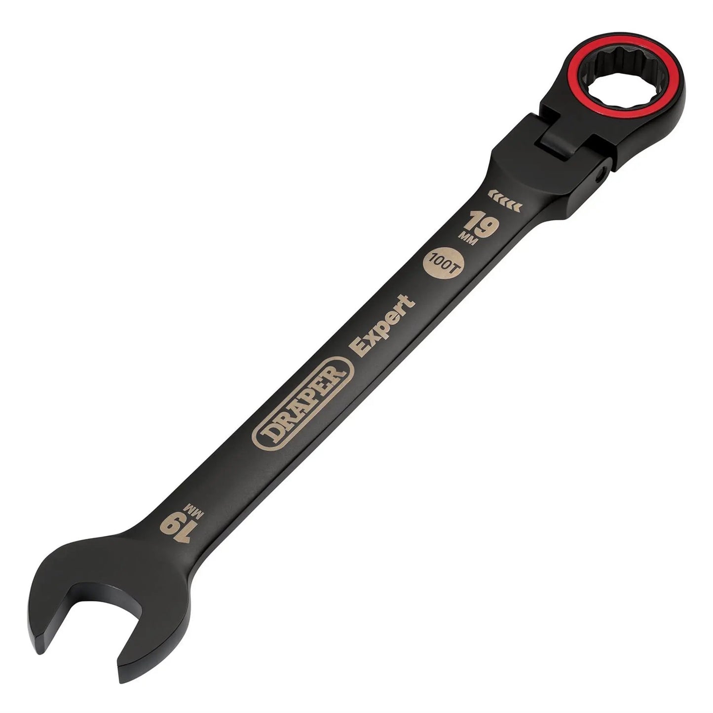 Draper 03926 Expert HI-TORQ® Metric Flexible Head Ratchet Combination Spanner 19mm Black Draper