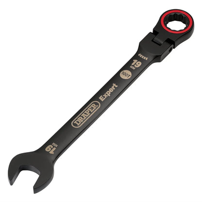 Draper 03926 Expert HI-TORQ® Metric Flexible Head Ratchet Combination Spanner 19mm Black Draper