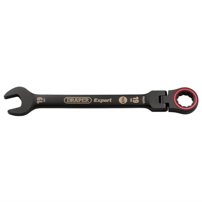 Draper 03926 Expert HI-TORQ® Metric Flexible Head Ratchet Combination Spanner 19mm Black Draper