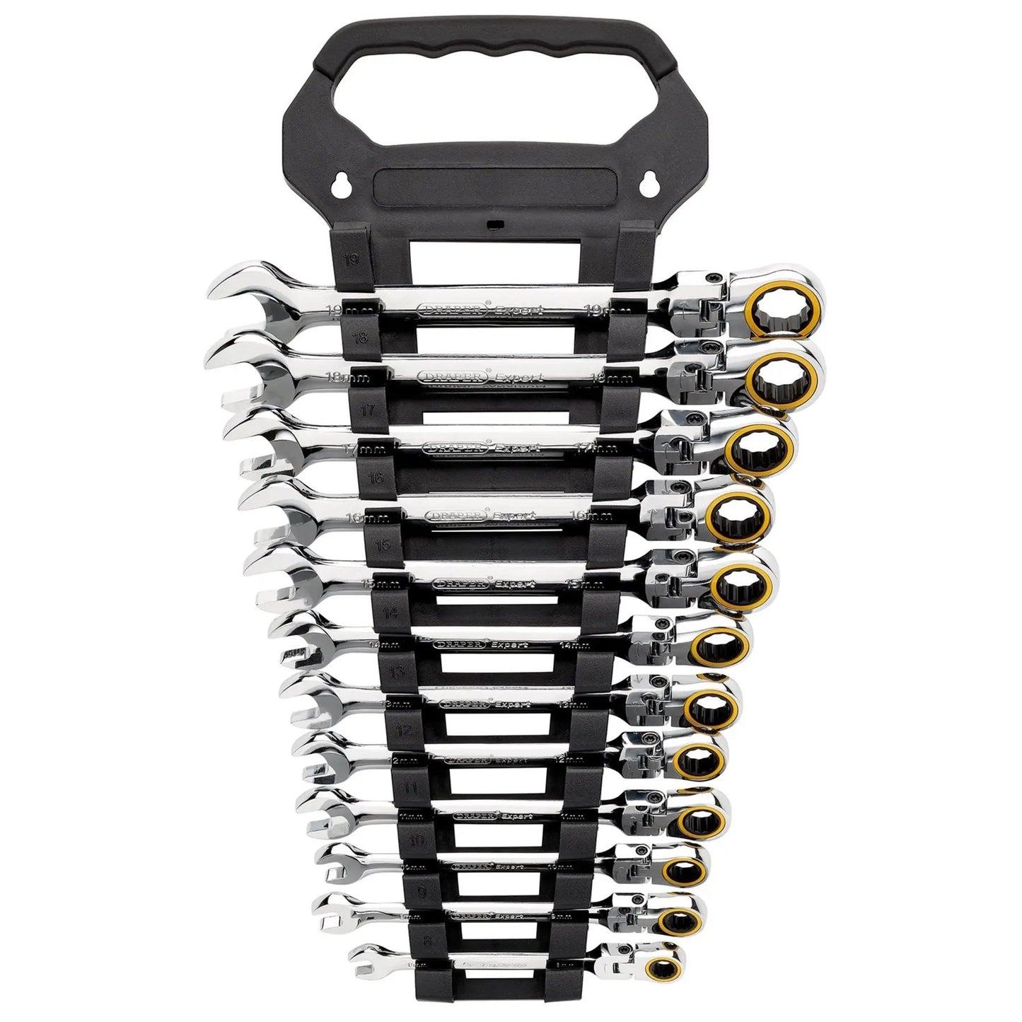 Draper 03932 Expert HI-TORQ® Metric Flexible Head Ratchet Combination Spanner Set 12 Piece Draper
