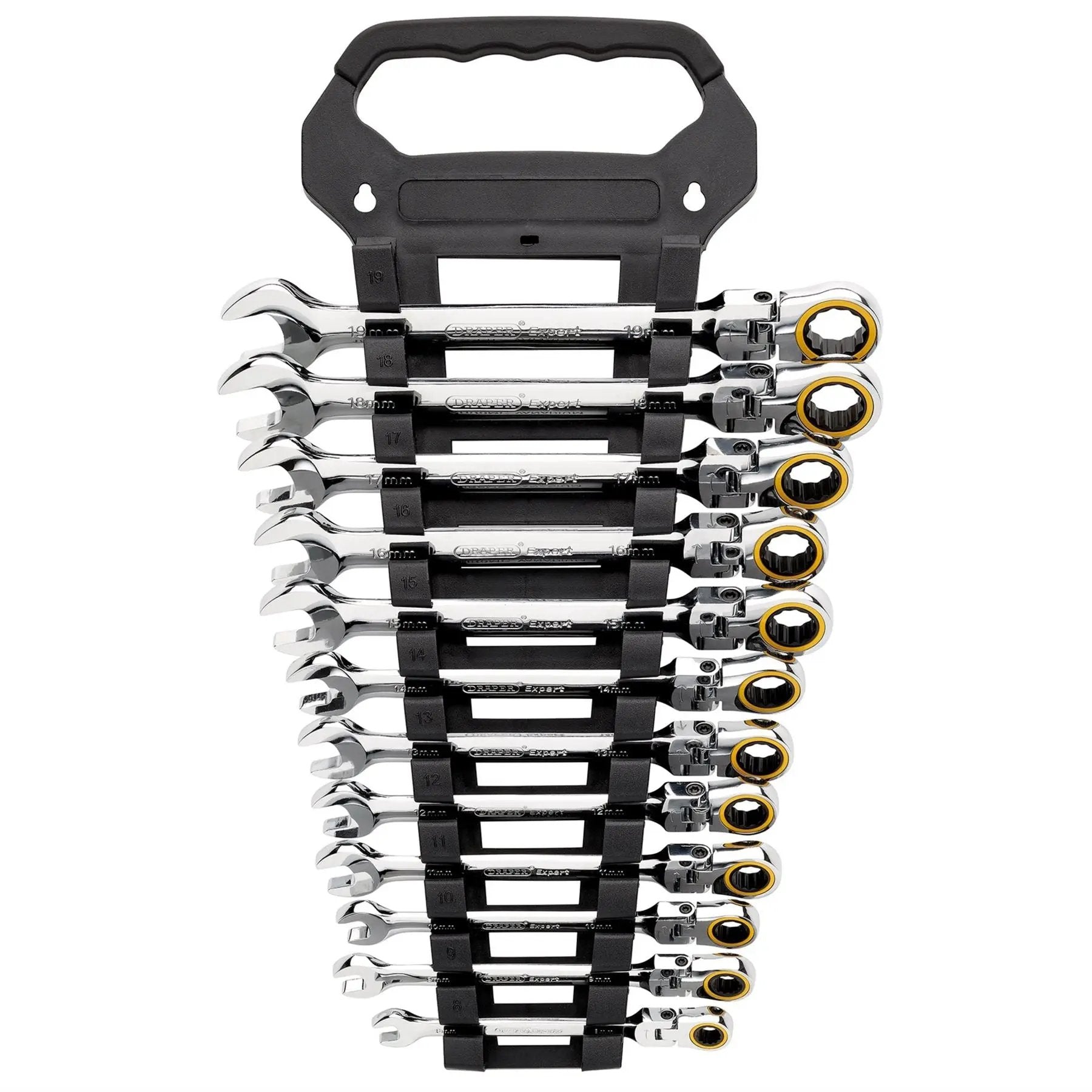 Draper 03932 Expert HI-TORQ® Metric Flexible Head Ratchet Combination Spanner Set 12 Piece Draper