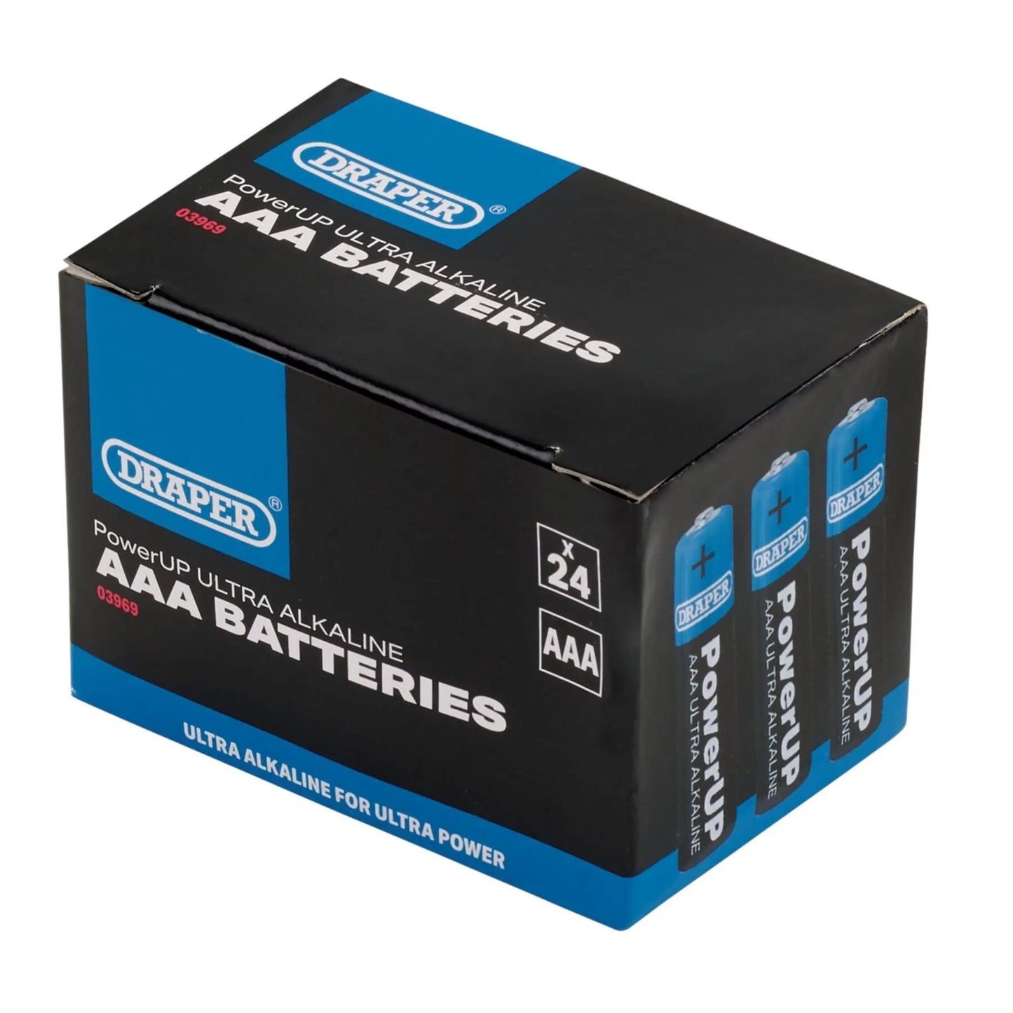 Draper 03969 PowerUP Ultra Alkaline AAA Batteries Pack of 24 Draper