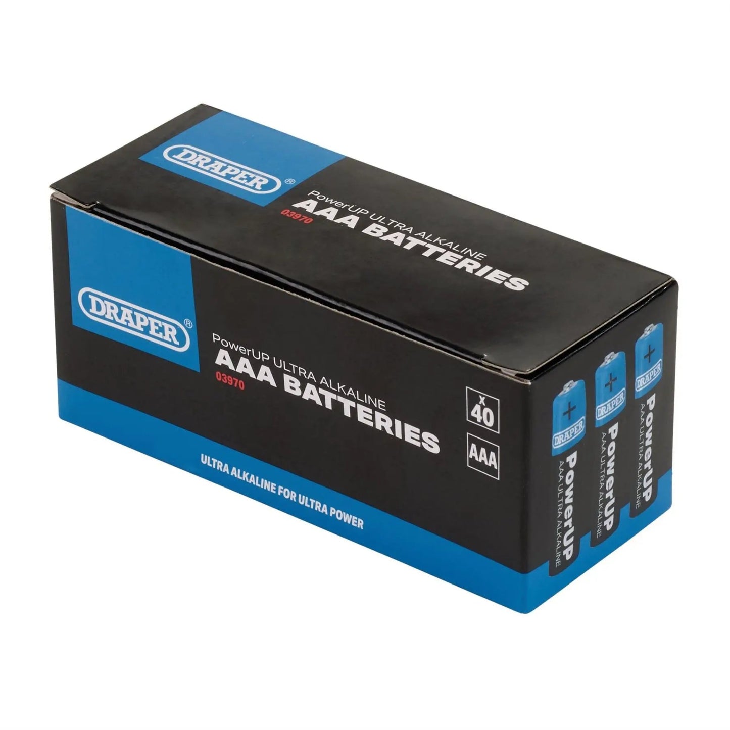 Draper 03970 PowerUP Ultra Alkaline AAA Batteries Pack of 40 Draper