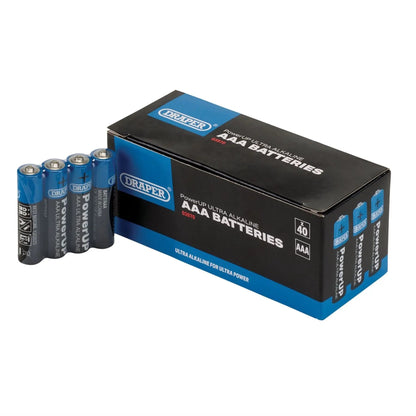 Draper 03970 PowerUP Ultra Alkaline AAA Batteries Pack of 40 Draper