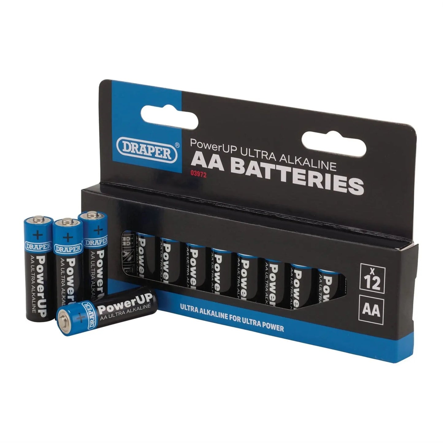 Draper 03972 PowerUP Ultra Alkaline AA Batteries Pack of 12 Draper