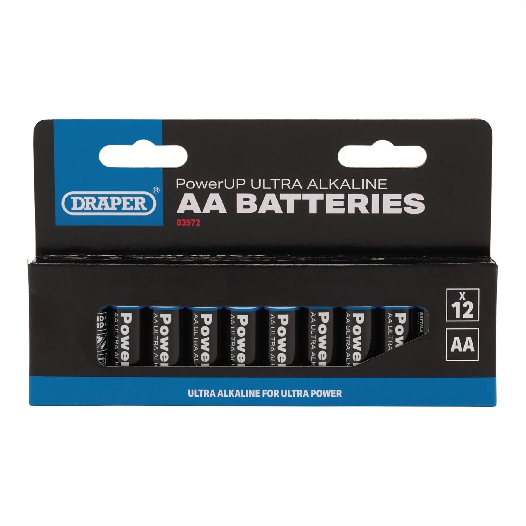 Draper 03972 PowerUP Ultra Alkaline AA Batteries Pack of 12 Draper