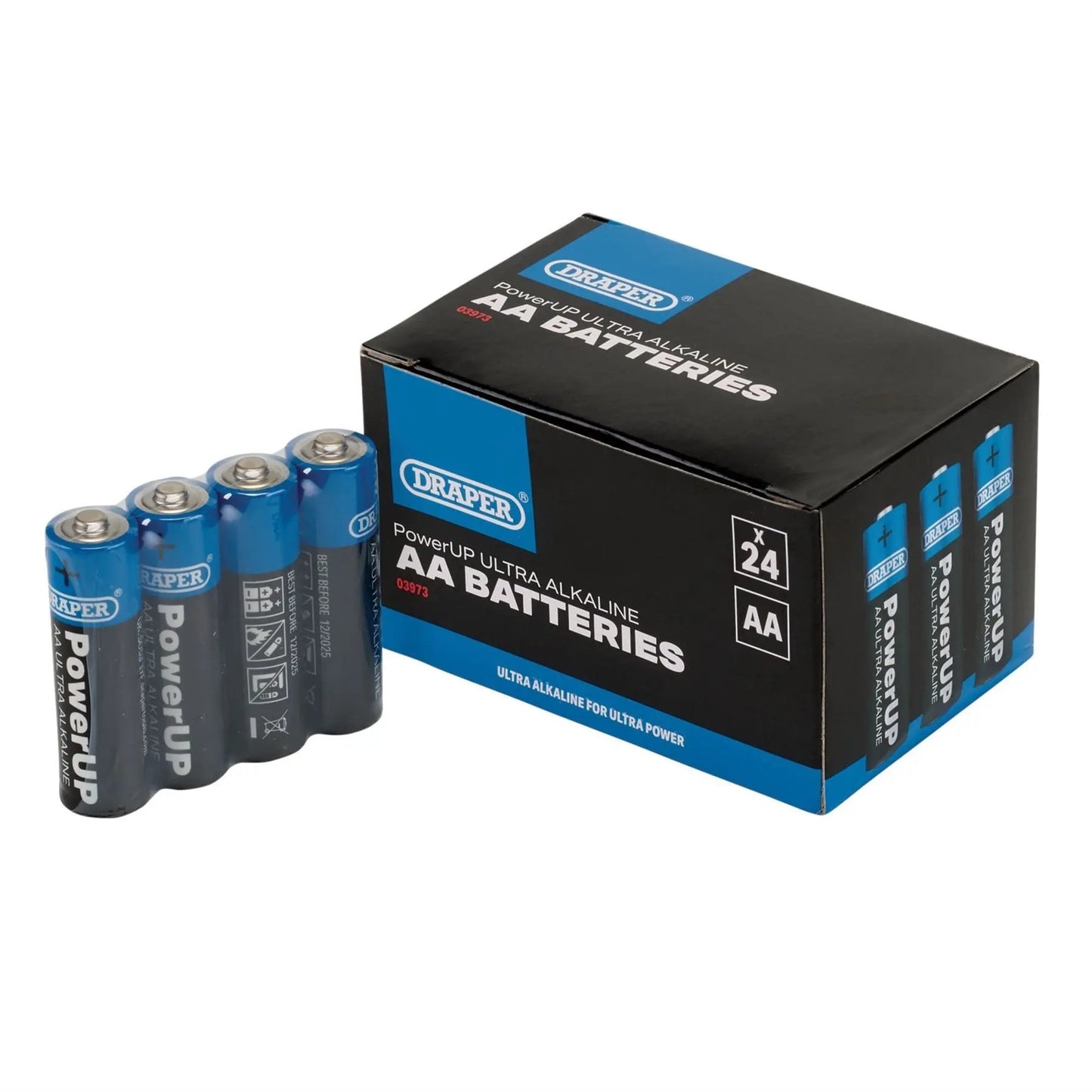 Draper 03973 PowerUP Ultra Alkaline AA Batteries Pack of 24 Draper
