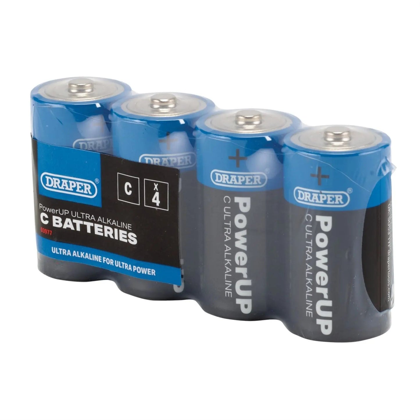 Draper 03977 PowerUP Ultra Alkaline C Batteries Pack of 4 Draper