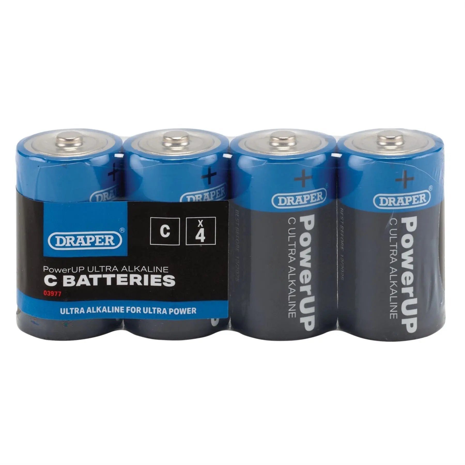Draper 03977 PowerUP Ultra Alkaline C Batteries Pack of 4 Draper