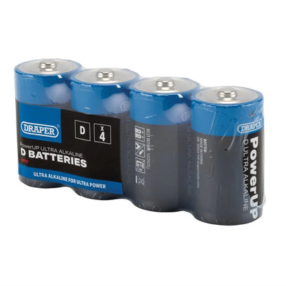 Draper 03979 PowerUP Ultra Alkaline D Batteries Pack of 4 Draper
